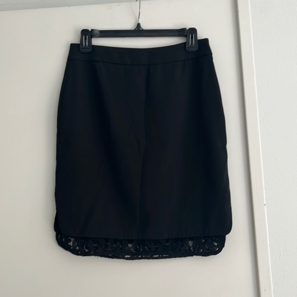 Black pencil skirt with lace trim